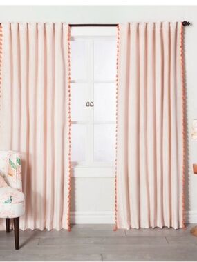 Opal House Blush and Orange Velvet Tassel-Trim Curtain Panels -2